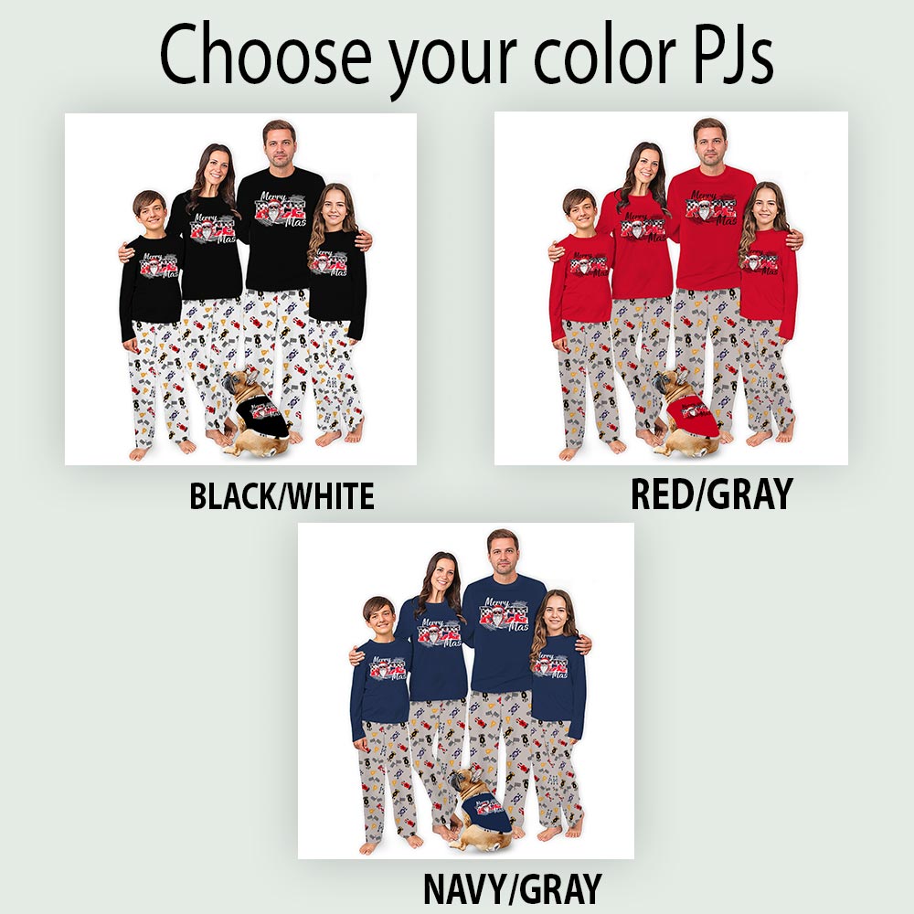 Racing Car Santa Matching Family Christmas Pajamas Plus Size Racing Car Santa Matching Family Christmas Pajamas Plus Size