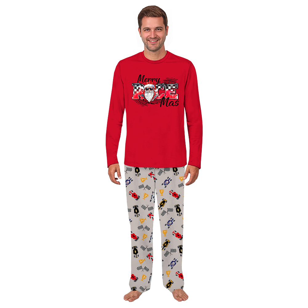 Racing Car Santa Matching Family Christmas Pajamas Plus Size Racing Car Santa Matching Family Christmas Pajamas Plus Size