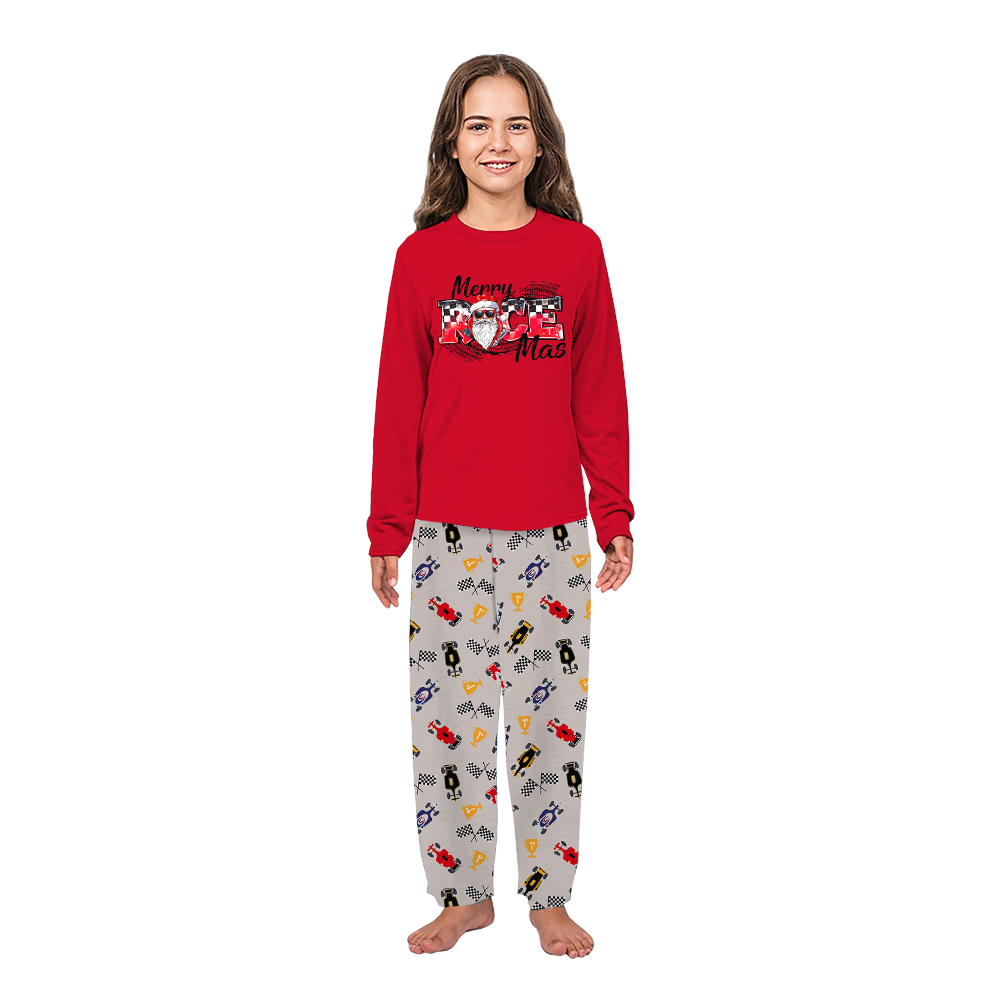 Racing Car Santa Matching Family Christmas Pajamas Plus Size Racing Car Santa Matching Family Christmas Pajamas Plus Size