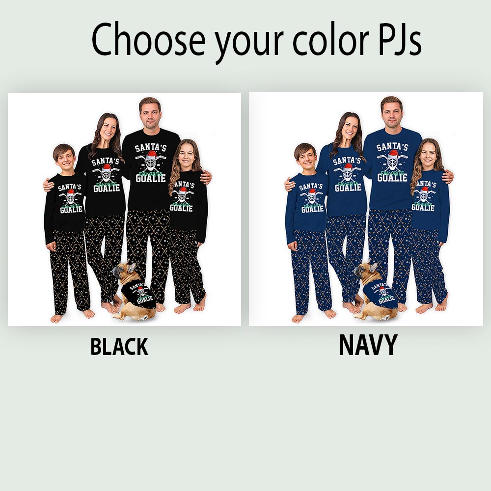 Santa Favorite Hockey Player Matching Dog Christmas Pjs