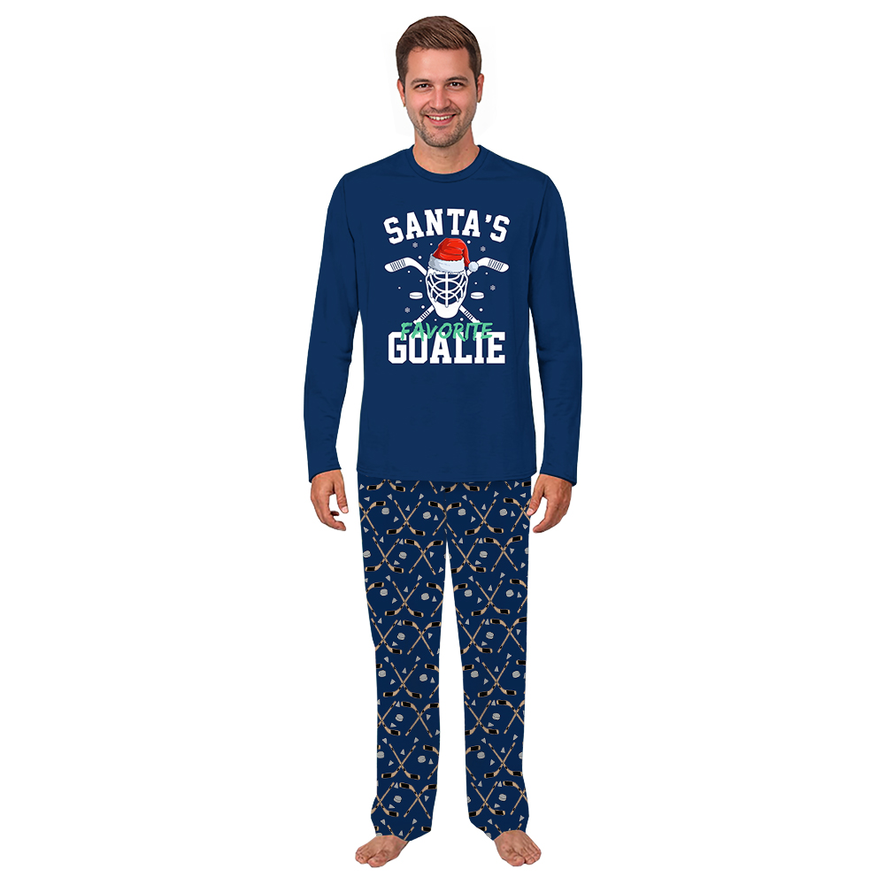Santa Favorite Hockey Player Matching Dog Christmas Pjs