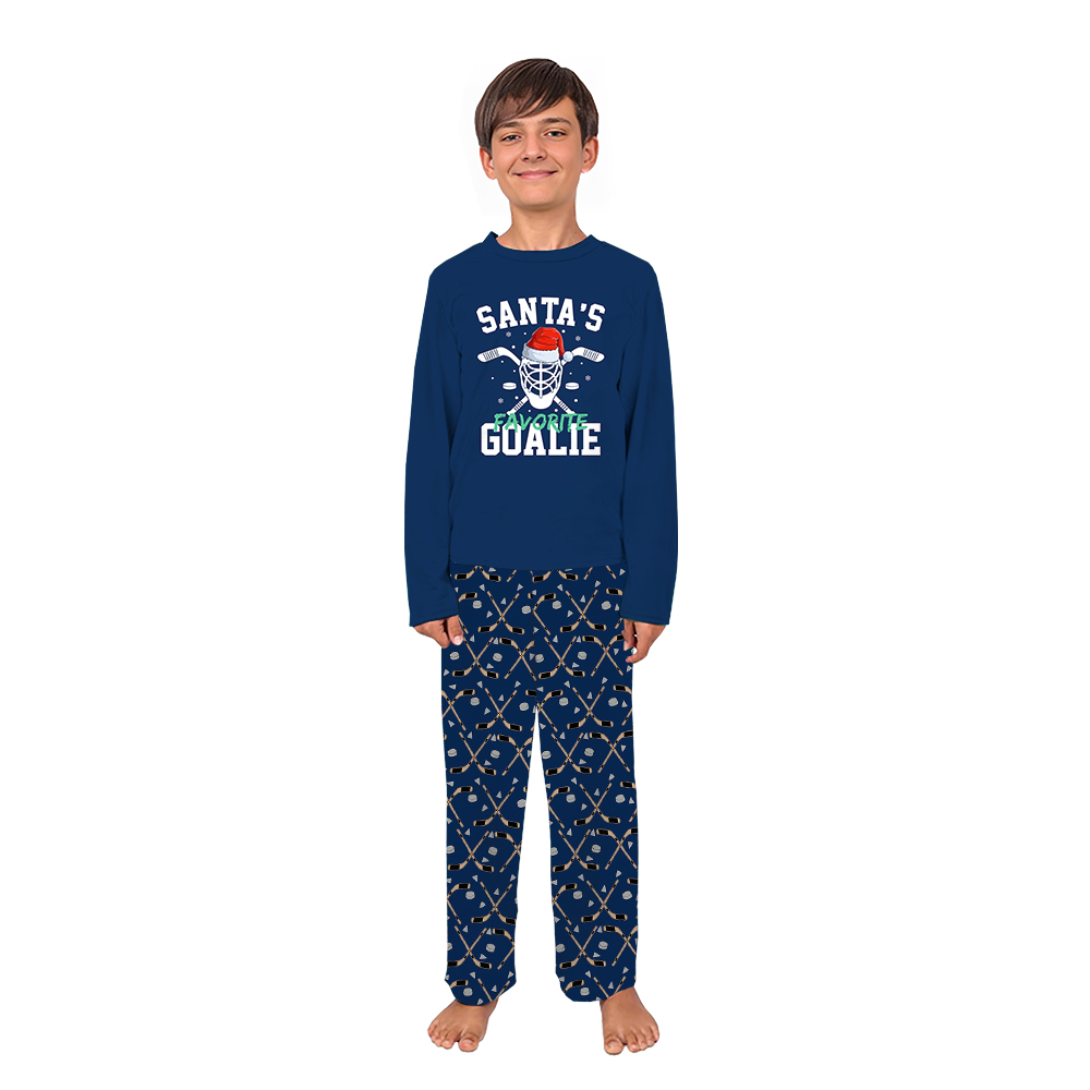 Santa Favorite Hockey Player Matching Dog Christmas Pjs