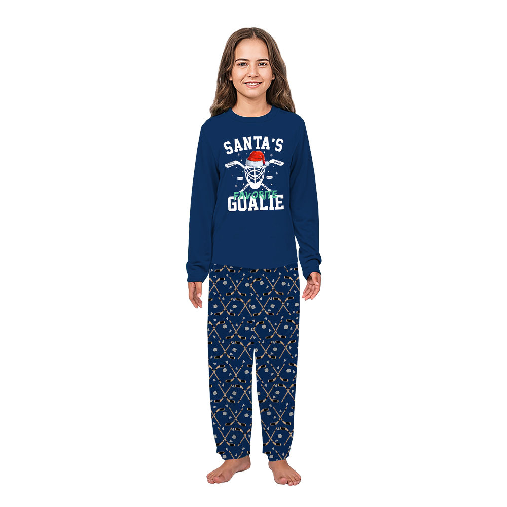Santa Favorite Hockey Player Matching Dog Christmas Pjs
