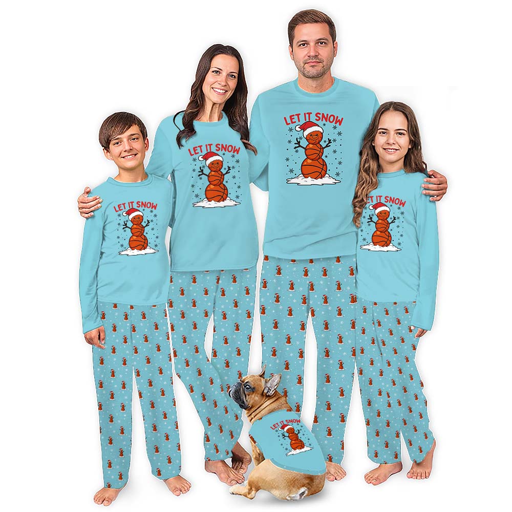 Basketball Snowman Cool Matching Christmas Pajamas