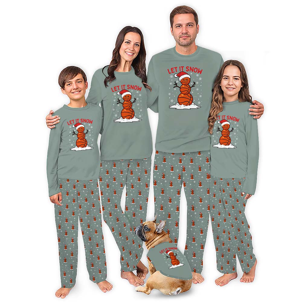 Basketball Snowman Cool Matching Christmas Pajamas