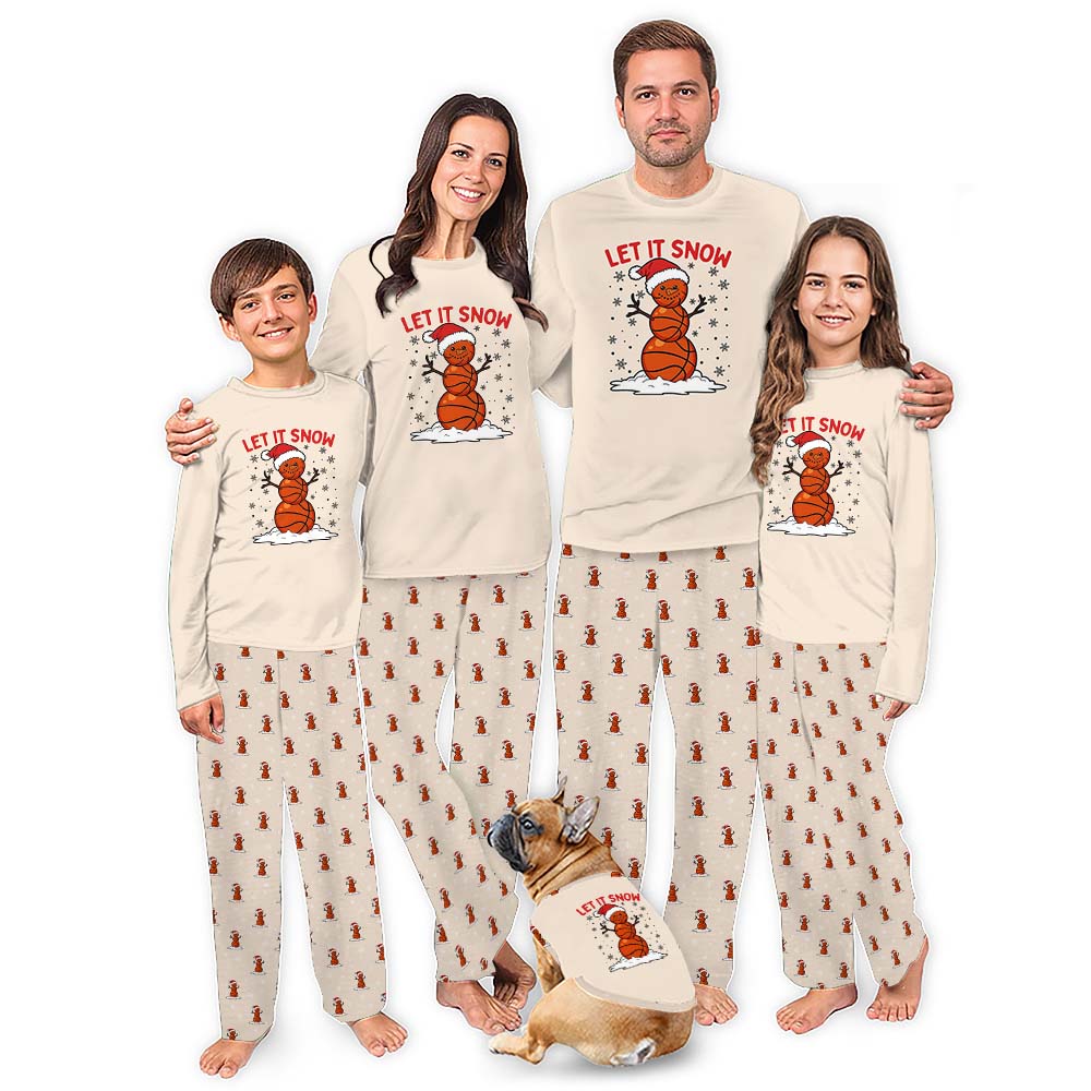 Basketball Snowman Cool Matching Christmas Pajamas