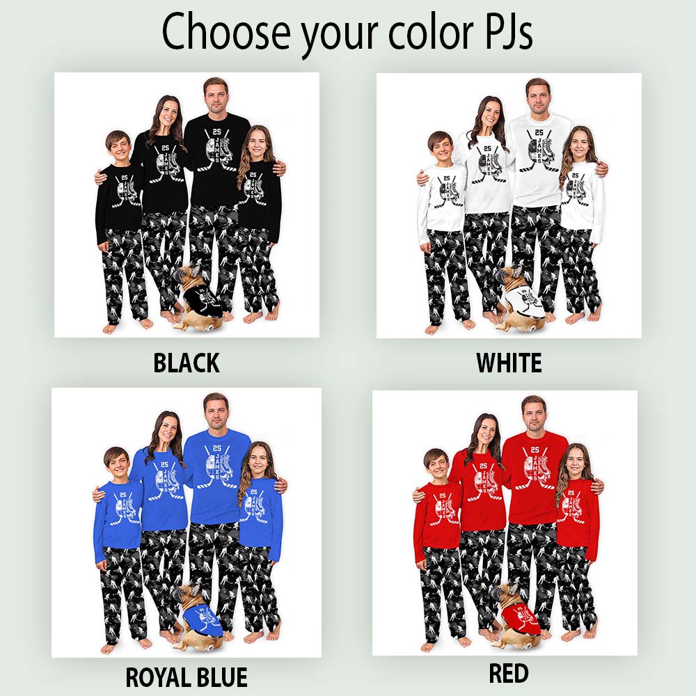 Christmas Family Hockey Pajamas With Customizable Name And Number