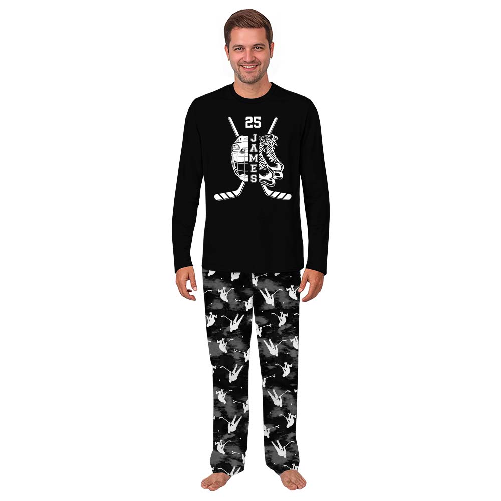 Christmas Family Hockey Pajamas With Customizable Name And Number