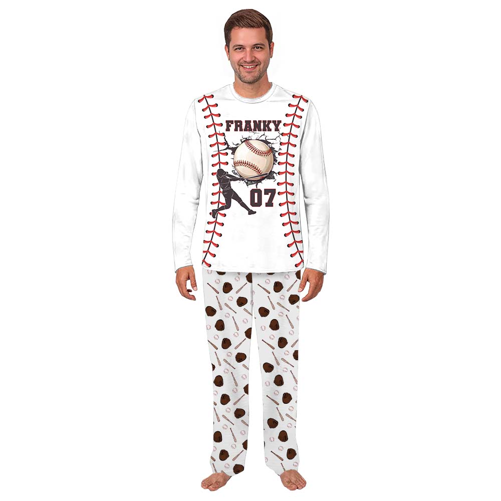 Unique Customizable Name And Number Family Baseball Christmas Pajamas