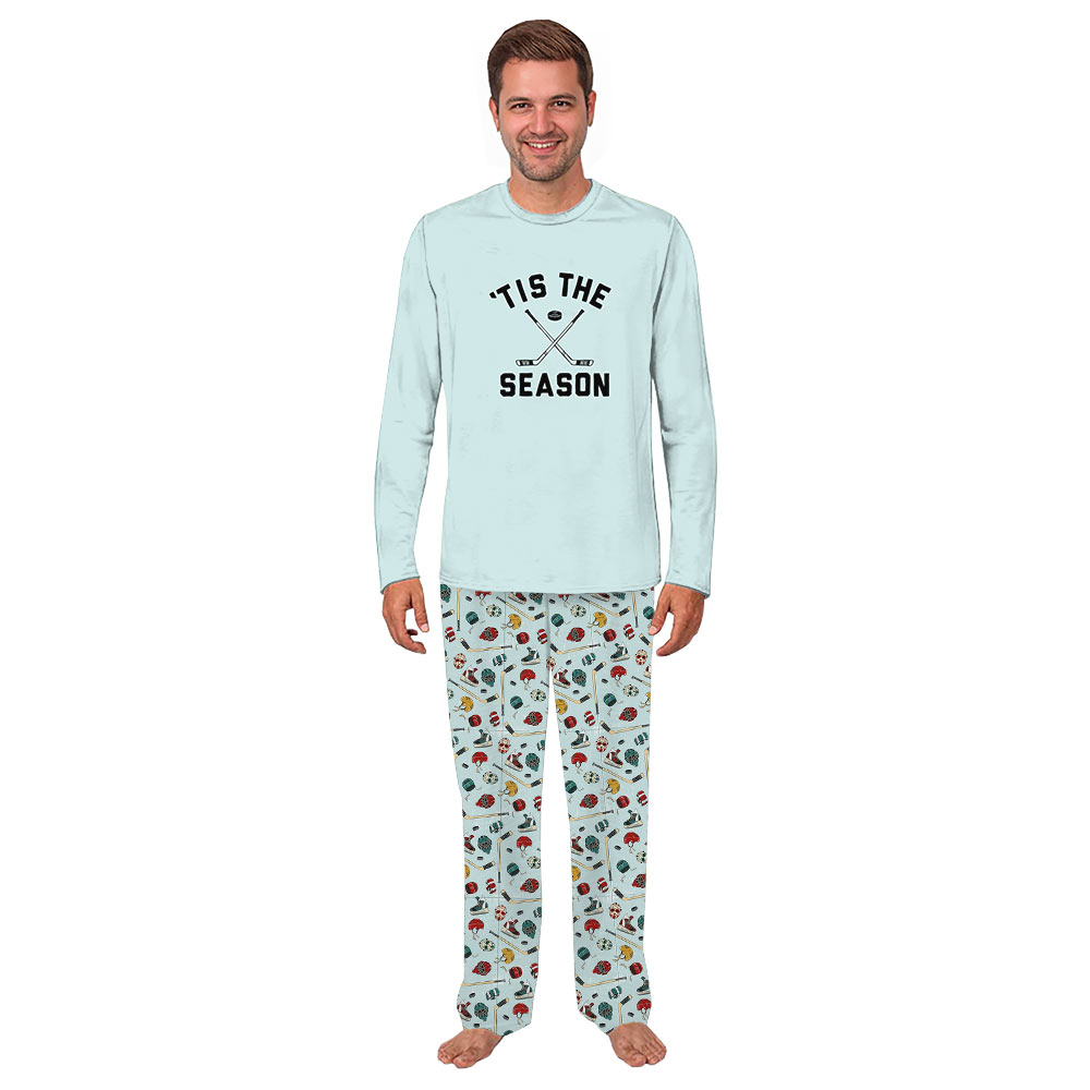 Festive Hockey Tis The Season Matching Family Christmas Pajamas Festive Hockey Tis The Season Matching Family Christmas Pajamas
