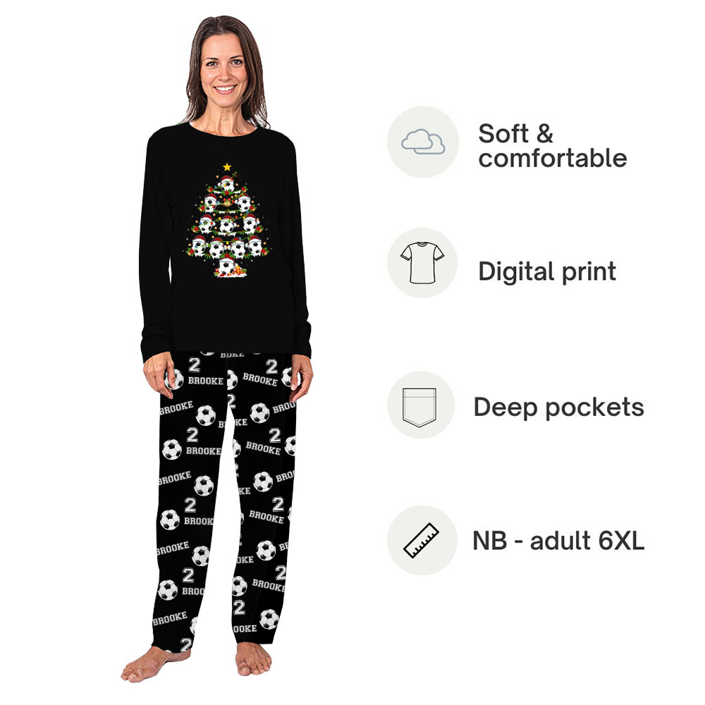 Custom Name and Number Christmas Soccer Pajamas Live Preview Custom Name and Number Christmas Soccer Pajamas Live Preview