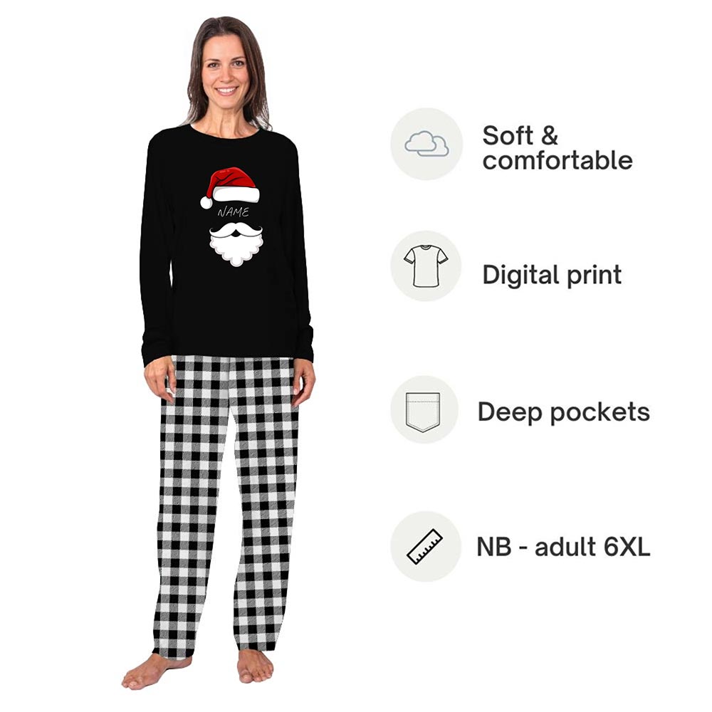 Black Santa Clause Matching Christmas Outfits with Name Custom