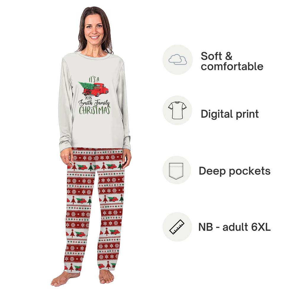 Personalized Family Name Matching Christmas Pajamas With Pocket Personalized Family Name Matching Christmas Pajamas With Pocket
