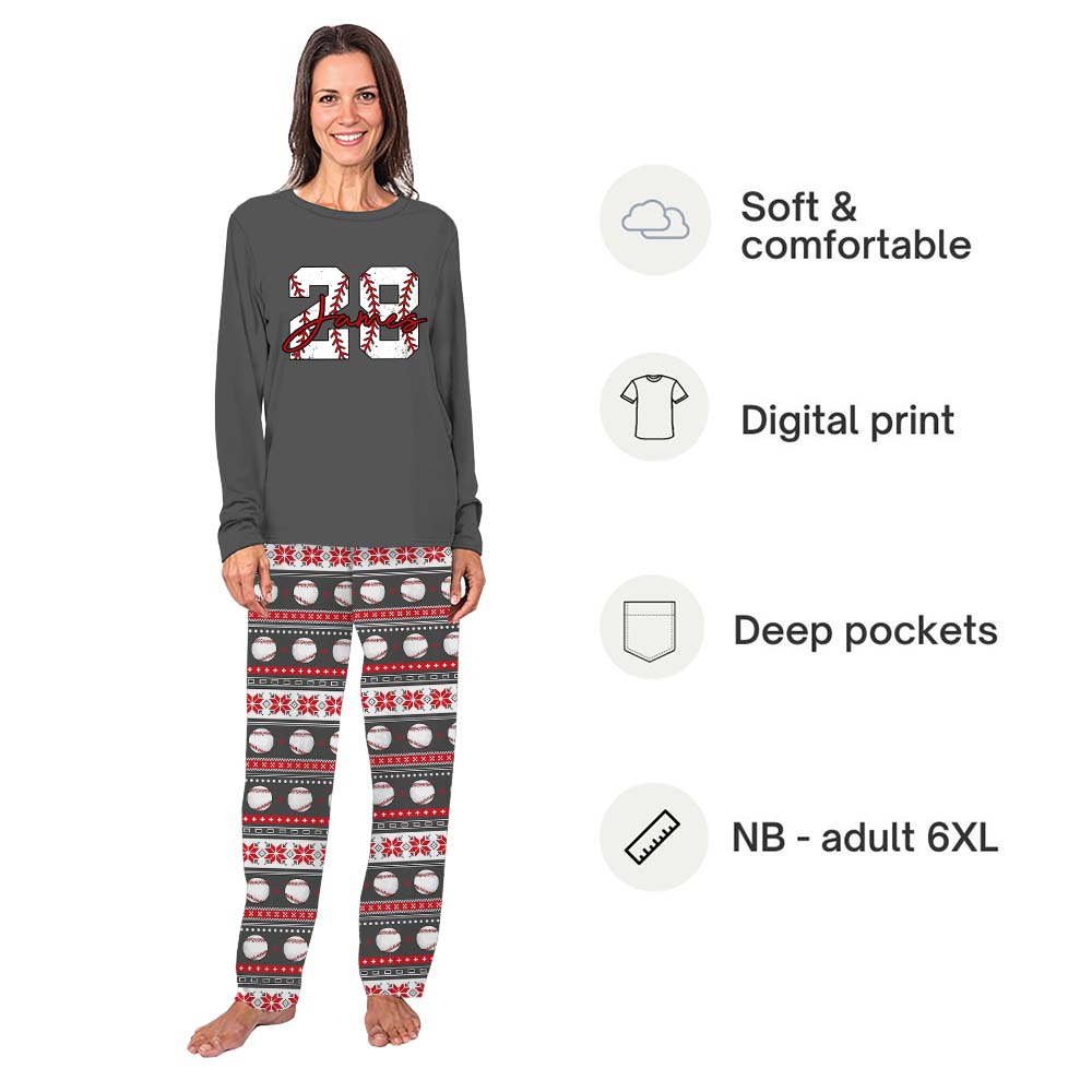 Grey Customizable Ugly Christmas Baseball Pajamas With Live Preview Grey Customizable Ugly Christmas Baseball Pajamas With Live Preview