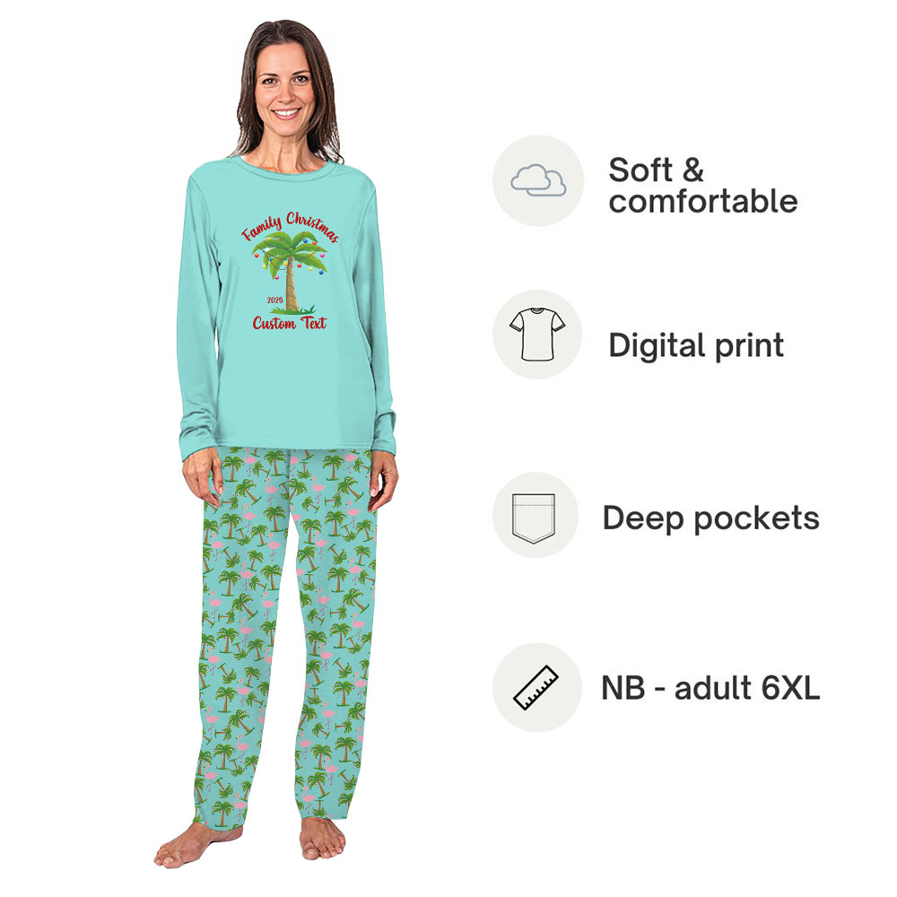 Custom Name Tropical Matching Family Christmas Pajamas Custom Name Tropical Matching Family Christmas Pajamas
