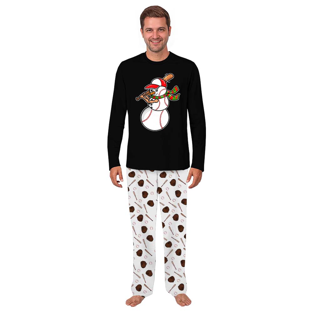 Bold Baseball Snowman Family And Pet Matching Christmas Pajamas