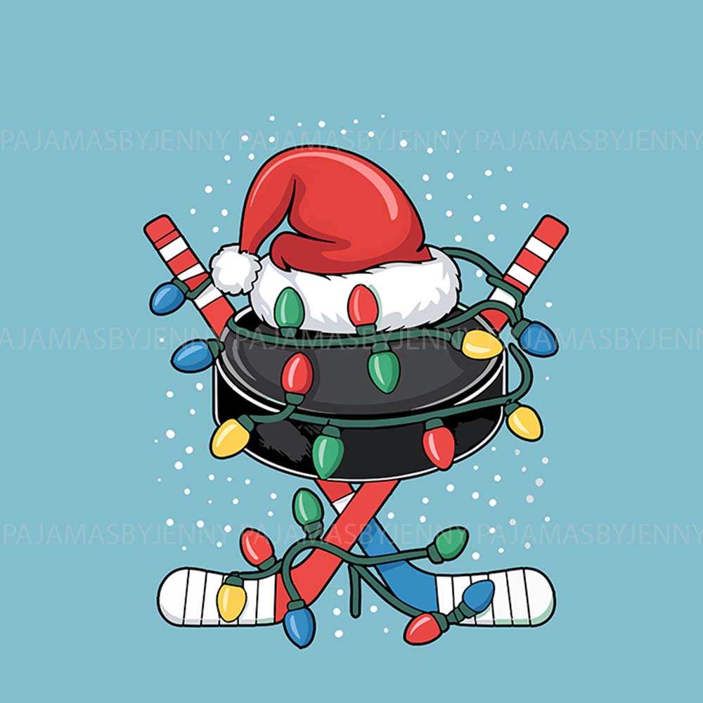 Santa Hockey Themed Soft Matching Christmas Pajamas