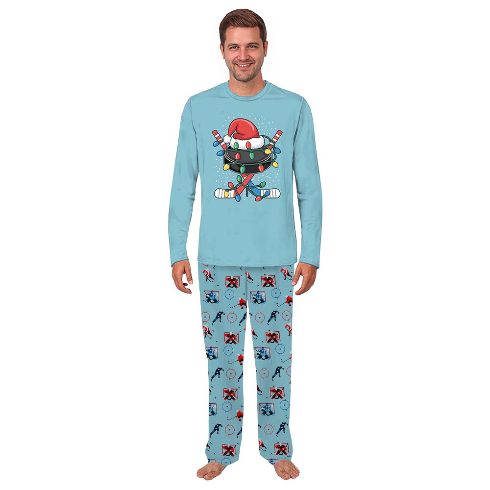 Santa Hockey Themed Soft Matching Christmas Pajamas
