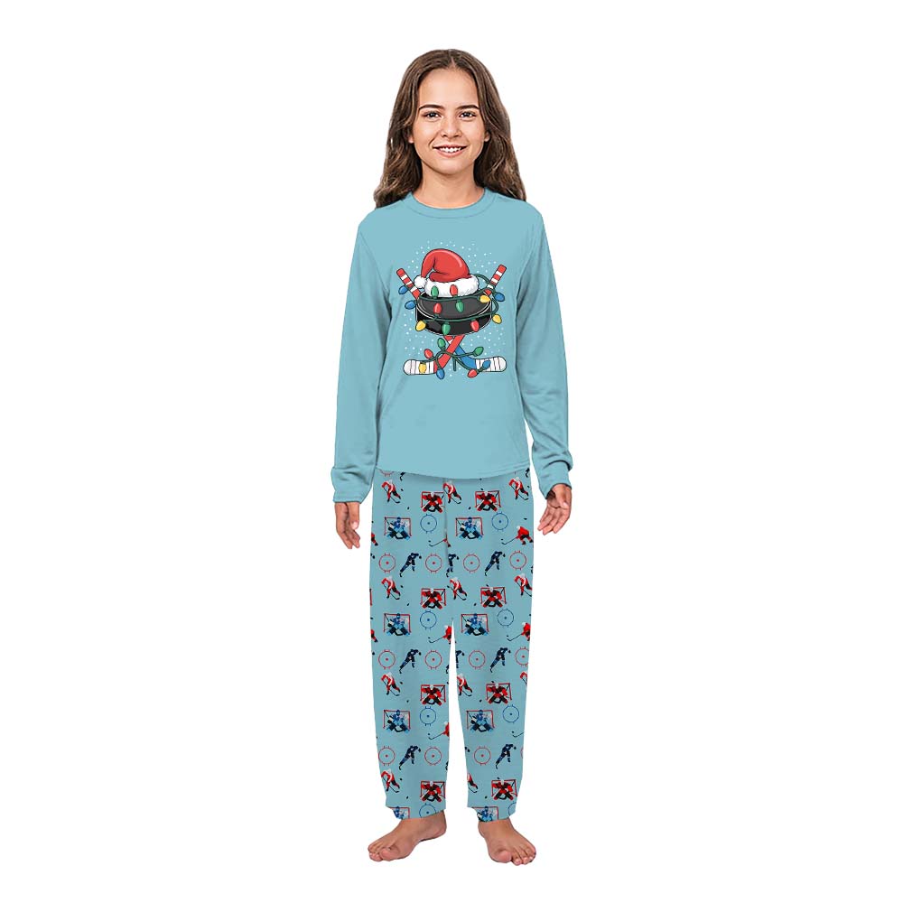 Santa Hockey Themed Soft Matching Christmas Pajamas