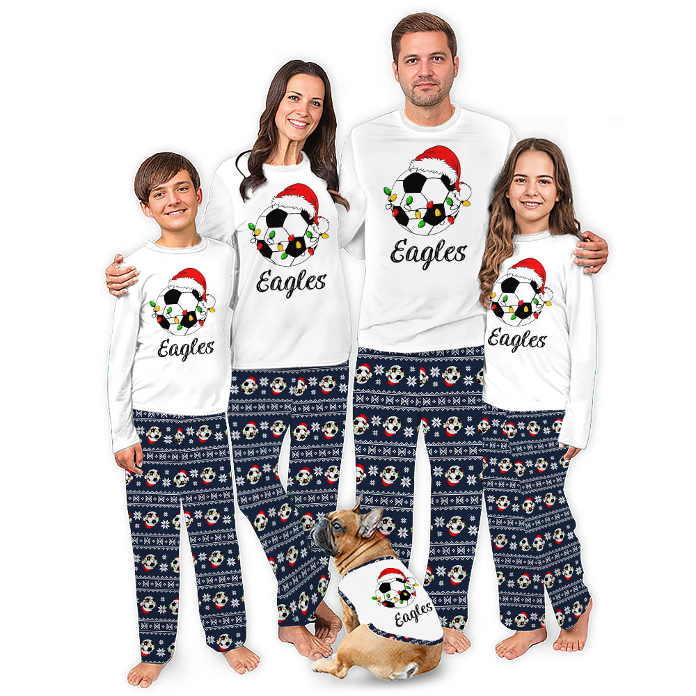 Personalized Soccer Christmas Family Pajamas With Live Preview