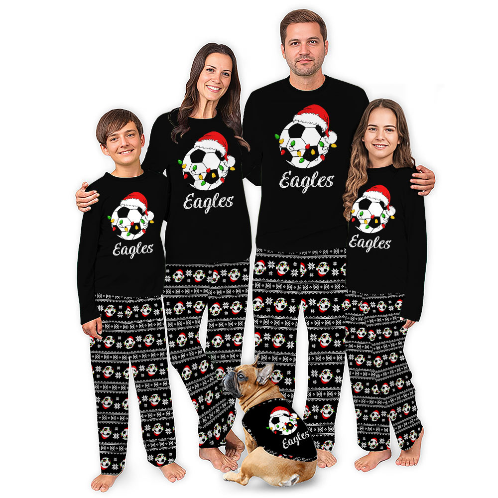 Custom Soccer Santa Hat With Name Matching Family Christmas Pjs Custom Soccer Santa Hat With Name Matching Family Christmas Pjs