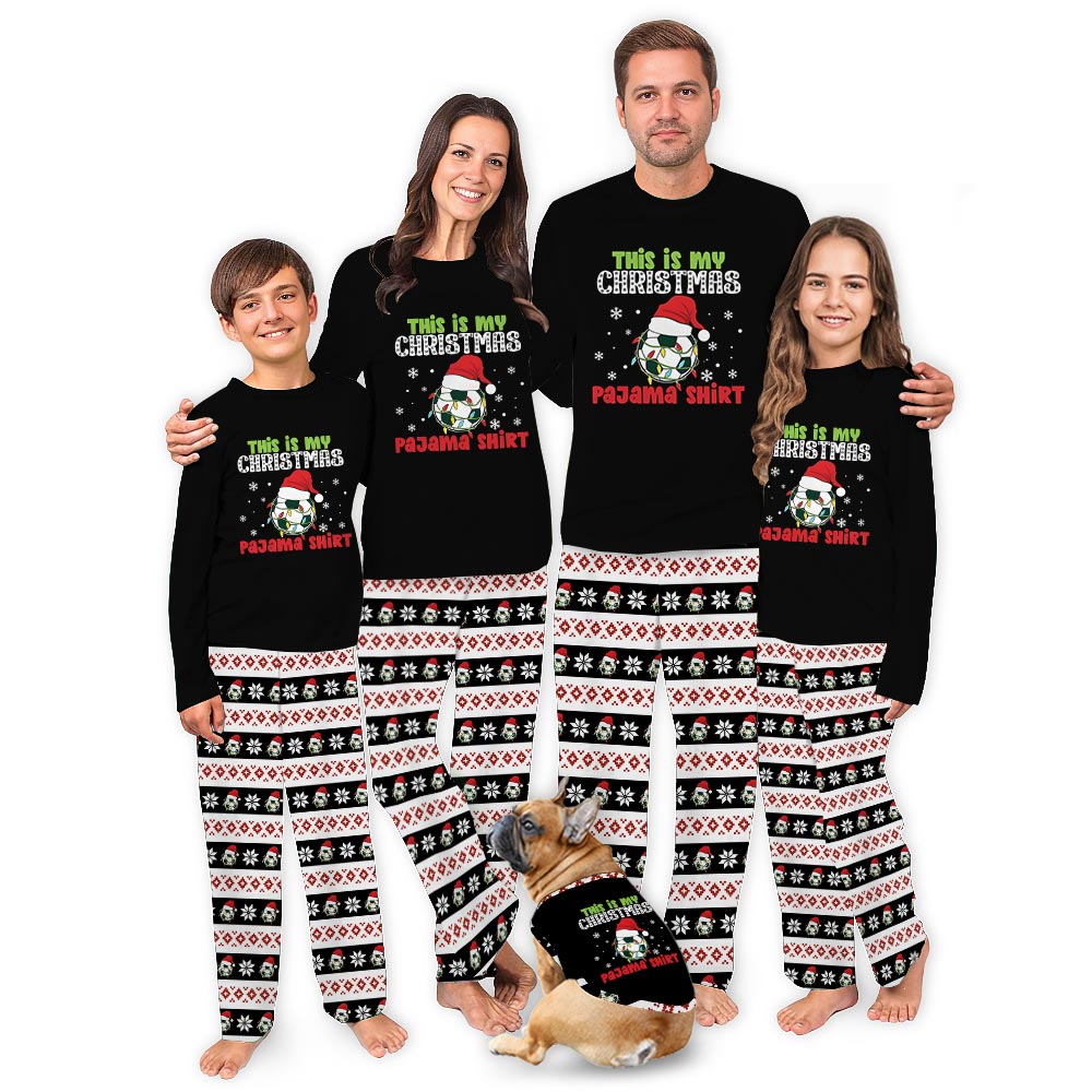 Festive This is My Christmas Soccer Pajama Shirt Family Holiday PJs Festive This is My Christmas Soccer Pajama Shirt Family Holiday PJs