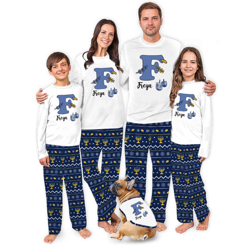 Custom Initials Hanukkah Matching Family Pajamas With Live Preview Custom Initials Hanukkah Matching Family Pajamas With Live Preview