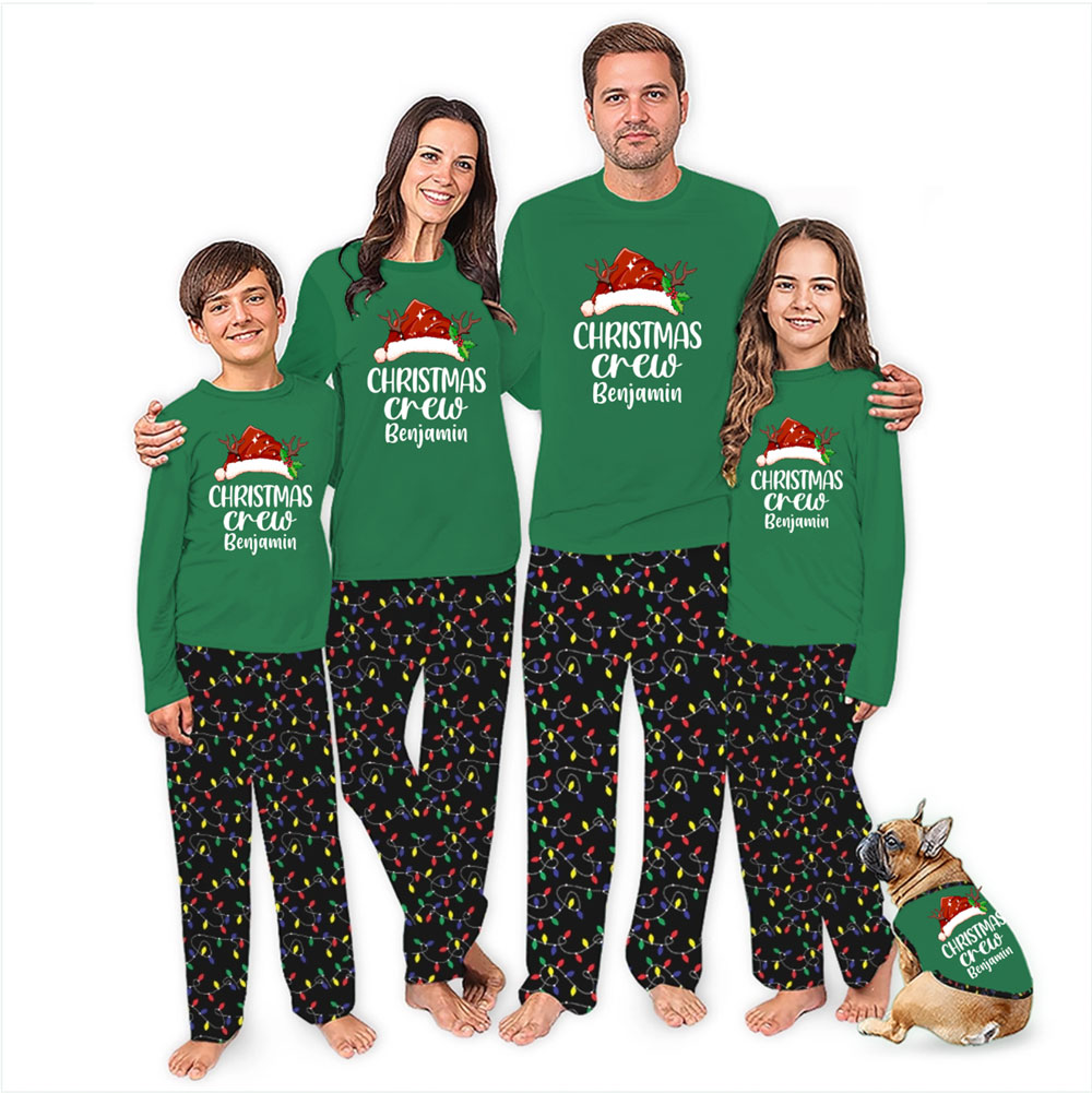 Personalized Name Christmas Crew Matching Family Sleepwear Personalized Name Christmas Crew Matching Family Sleepwear