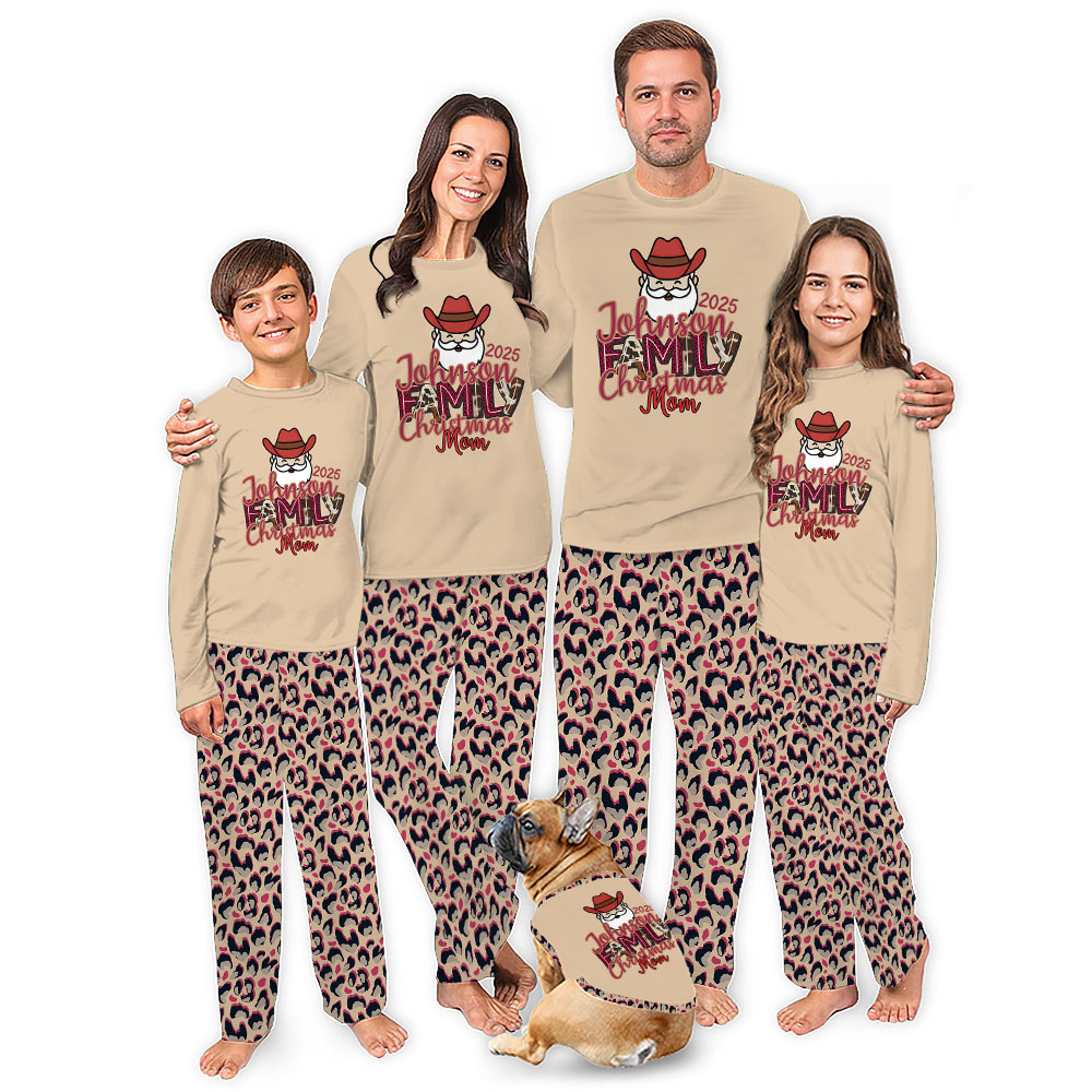 Personalized Western Leopard Christmas Pajamas Matching Family