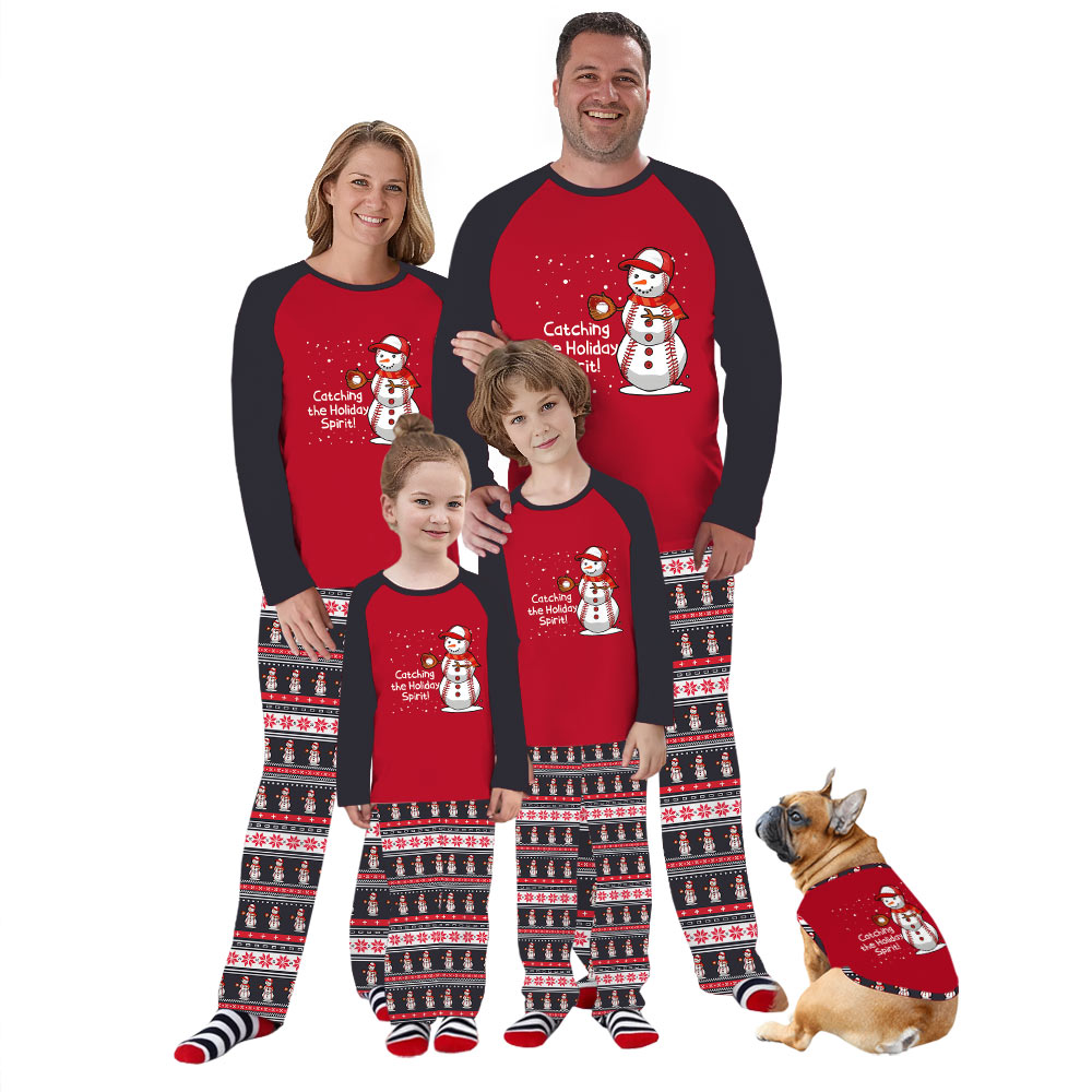 Baseball Snowman Player Matching Family Christmas Pajamas Baseball Snowman Player Matching Family Christmas Pajamas