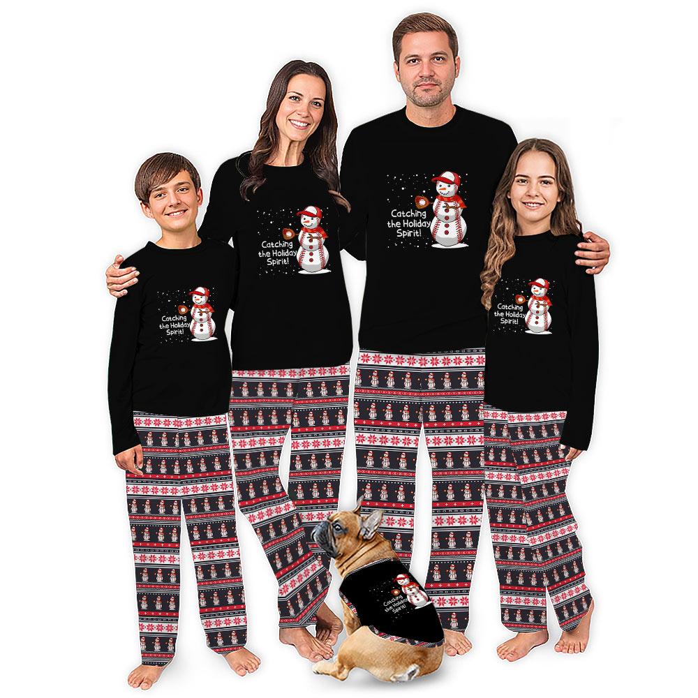 Ugly Baseball Snowman Matching Family Christmas Jammies