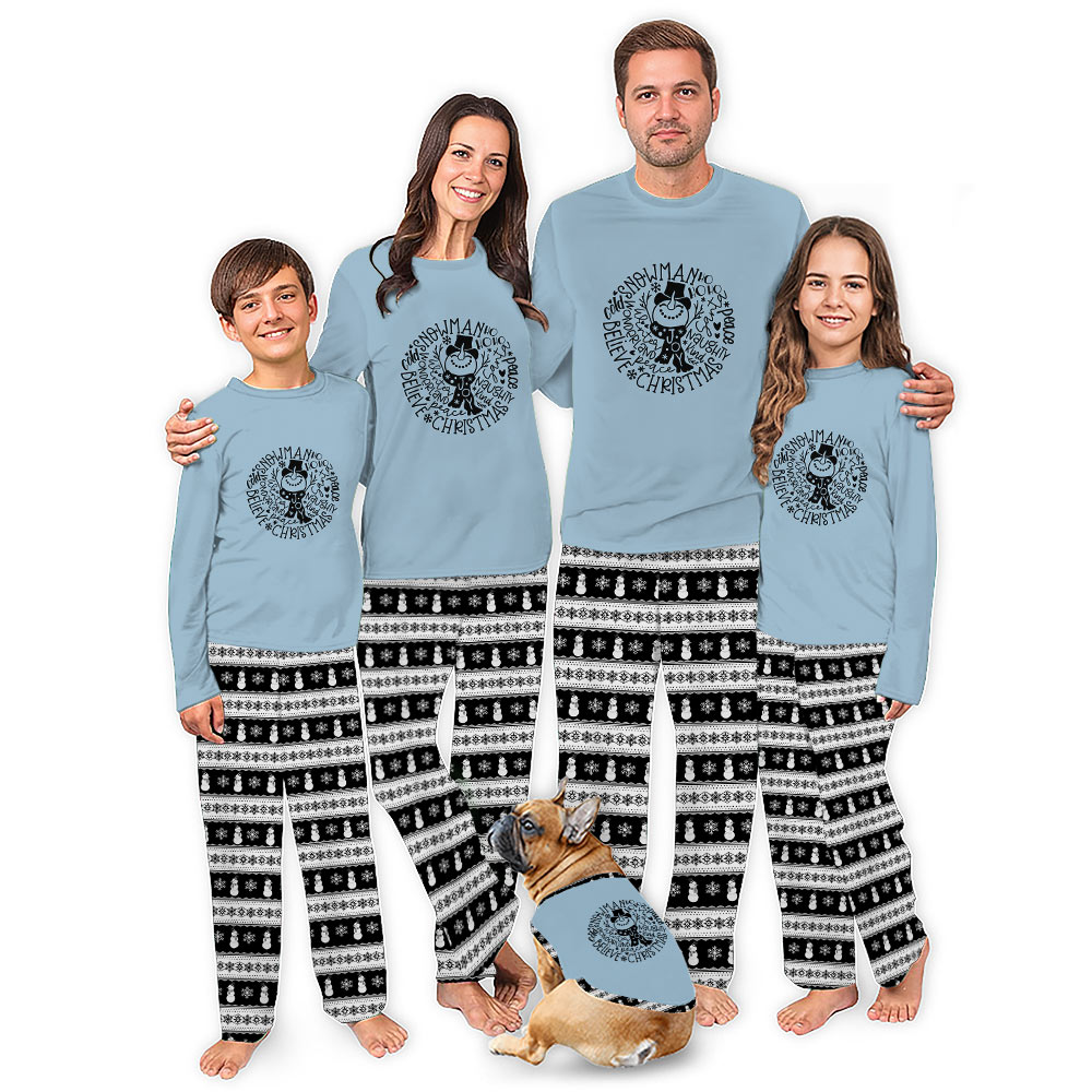 Funny Snowman Believe Matching Family Xmas Pajamas