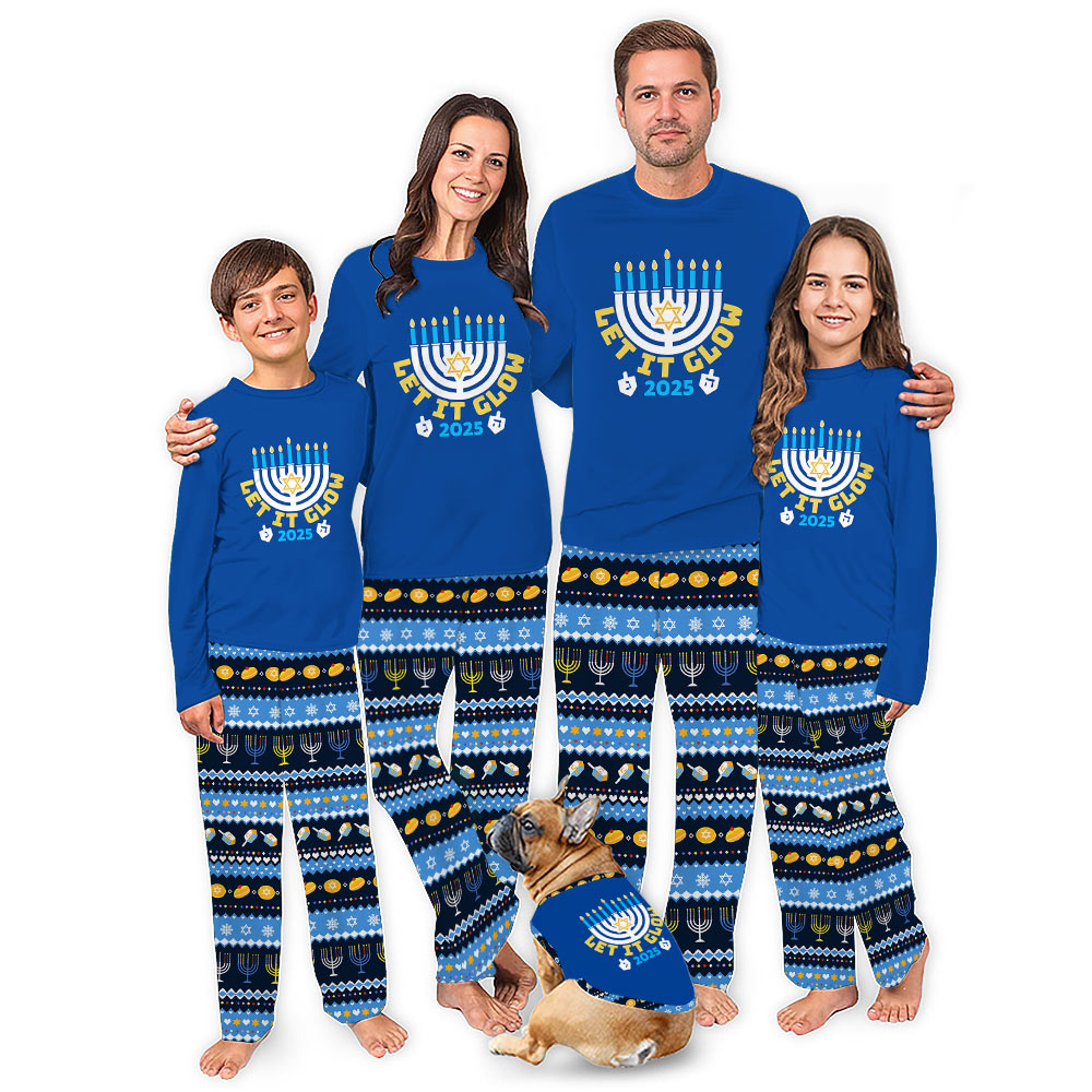 Hanukkah Let It Glow Christmas Pajamas Matching Family Hanukkah Let It Glow Christmas Pajamas Matching Family