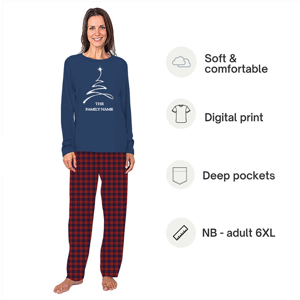 Festive Christmas Tree with Family Name Custom Holiday Pajamas Festive Christmas Tree with Family Name Custom Holiday Pajamas