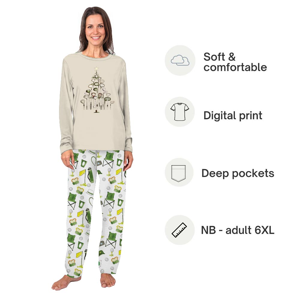 Cream Golf Christmas Tree Matching PJs For Humans And Dogs Cream Golf Christmas Tree Matching PJs For Humans And Dogs