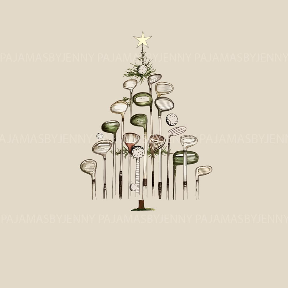 Cream Golf Christmas Tree Matching PJs For Humans And Dogs Cream Golf Christmas Tree Matching PJs For Humans And Dogs