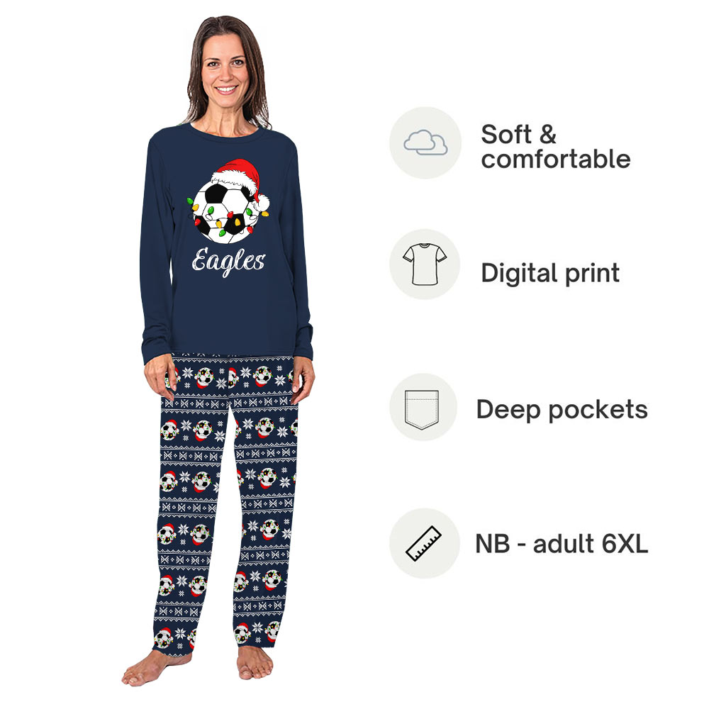 Soccer Santa Hat Christmas Pajamas With Name On Them