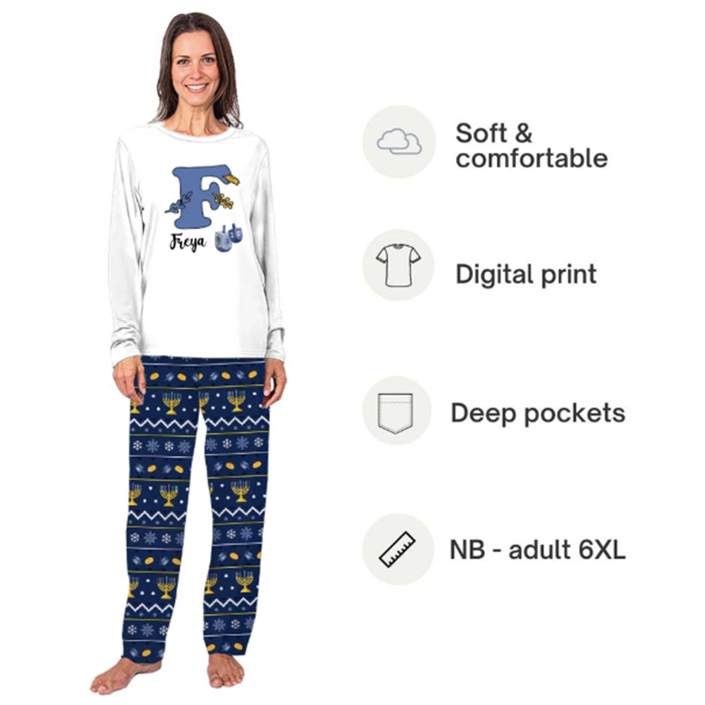 Custom Initials Hanukkah Matching Family Pajamas With Live Preview Custom Initials Hanukkah Matching Family Pajamas With Live Preview