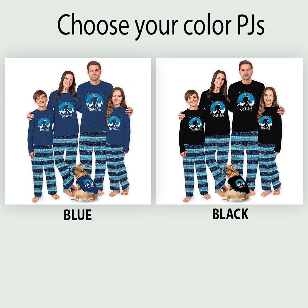 Bigfoot wearing Xmas Hat Believe Matching Pjs Family Christmas