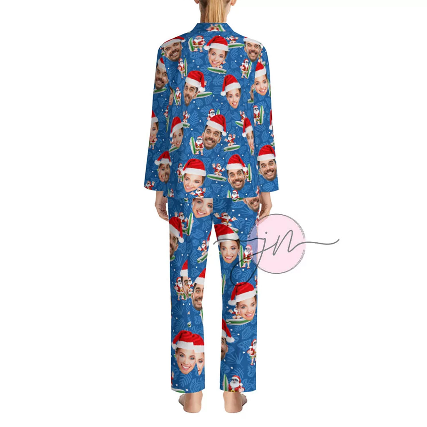 Custom Surfing Santa Clause Christmas PJs With 2 Faces Custom Surfing Santa Clause Christmas PJs With 2 Faces