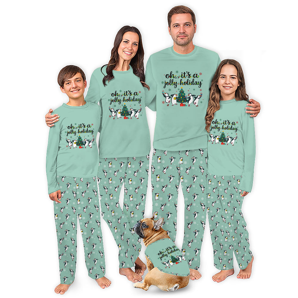 Funny Penguin Christmas Light Family Pajamas With Pockets