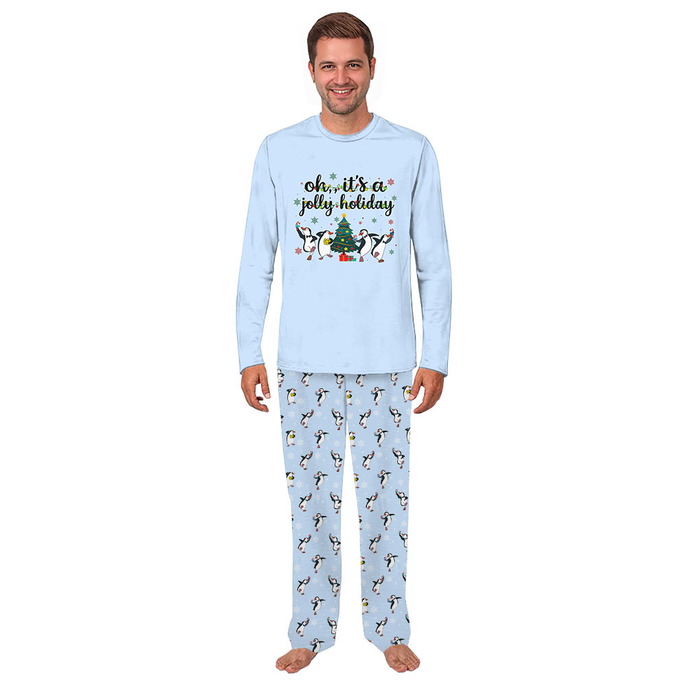 Funny Penguin Christmas Light Family Pajamas With Pockets