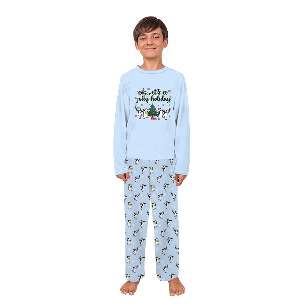 Funny Penguin Christmas Light Family Pajamas With Pockets