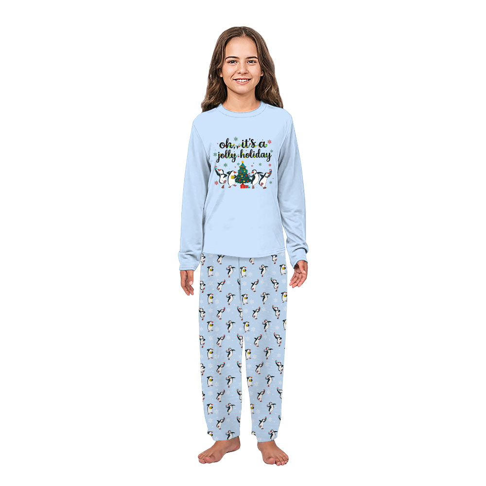 Funny Penguin Christmas Light Family Pajamas With Pockets