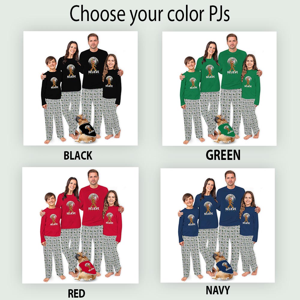 Bigfoot Believe Matching Family Christmas Pajamas With Pockets Bigfoot Believe Matching Family Christmas Pajamas With Pockets
