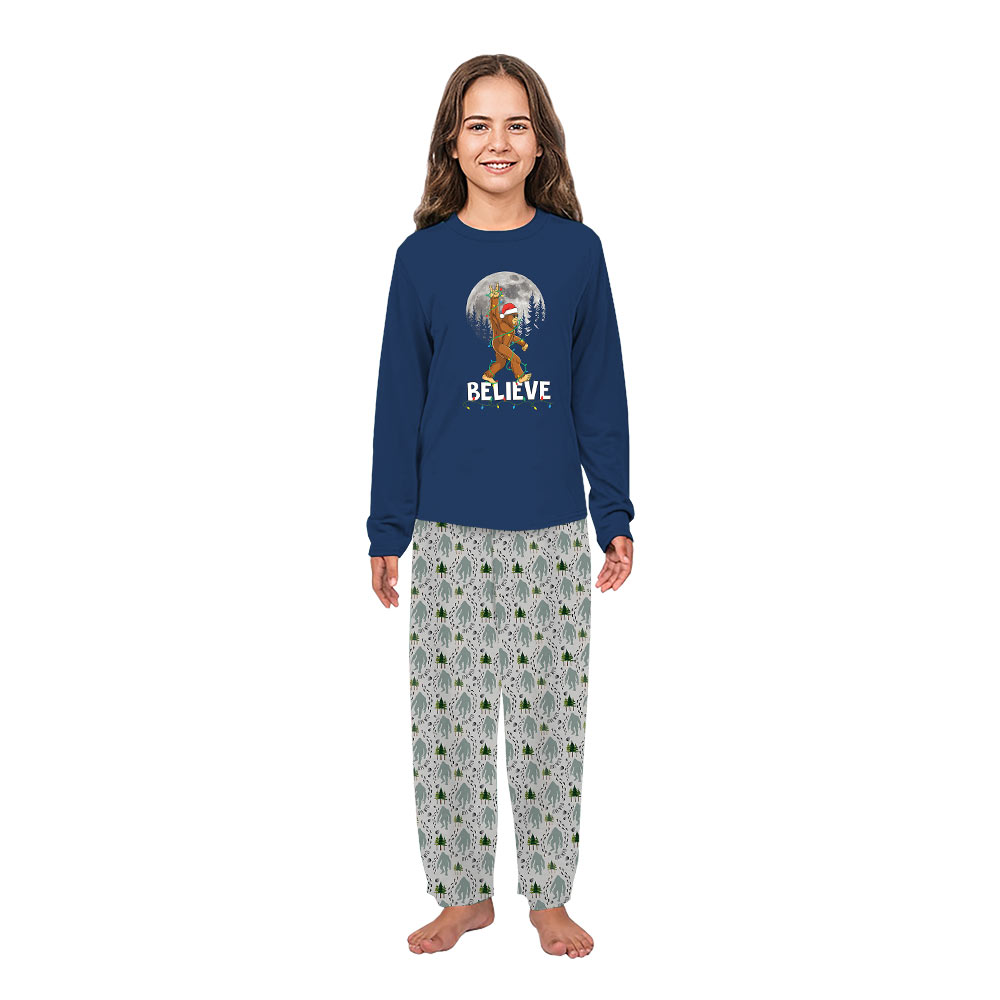 Bigfoot Believe Matching Family Christmas Pajamas With Pockets Bigfoot Believe Matching Family Christmas Pajamas With Pockets