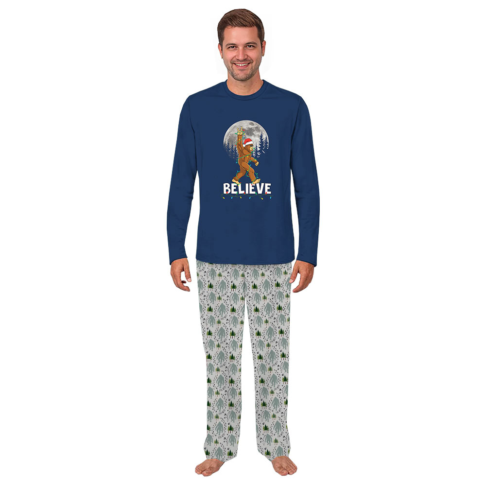 Bigfoot Believe Matching Family Christmas Pajamas With Pockets Bigfoot Believe Matching Family Christmas Pajamas With Pockets
