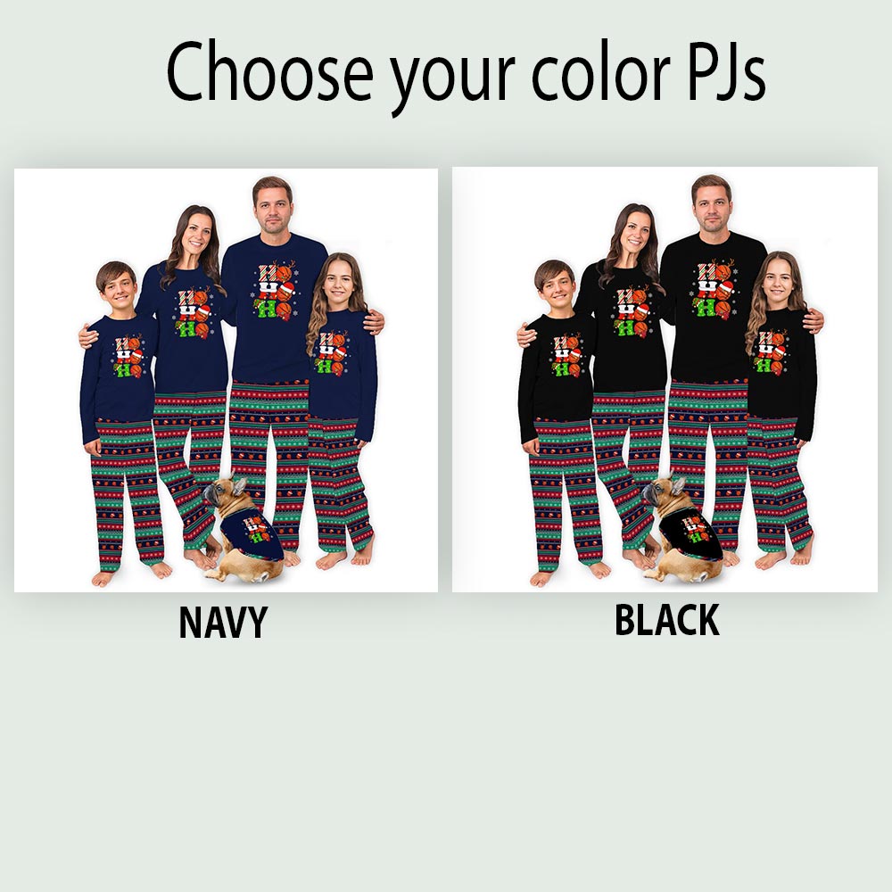 Funny Ho Ho Ho Basketball Christmas Theme Print Pajamas Funny Ho Ho Ho Basketball Christmas Theme Print Pajamas