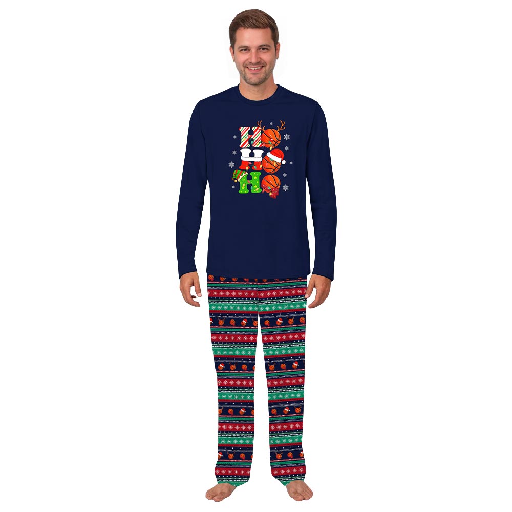 Funny Ho Ho Ho Basketball Christmas Theme Print Pajamas Funny Ho Ho Ho Basketball Christmas Theme Print Pajamas