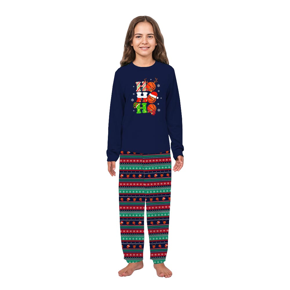 Funny Ho Ho Ho Basketball Christmas Theme Print Pajamas Funny Ho Ho Ho Basketball Christmas Theme Print Pajamas